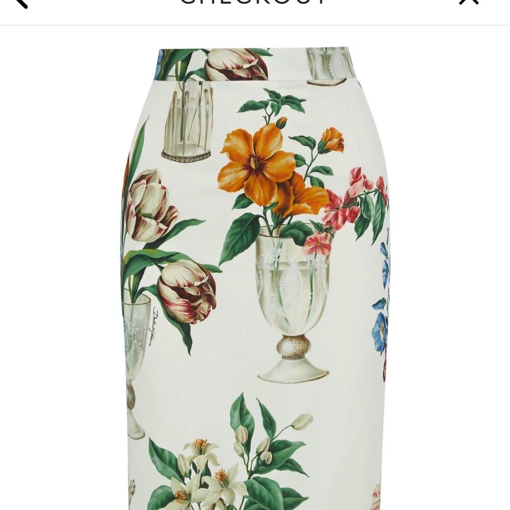Dolce & Gabbana Printed Silk-Blend Pencil Skirt - Size medium but altered to sma